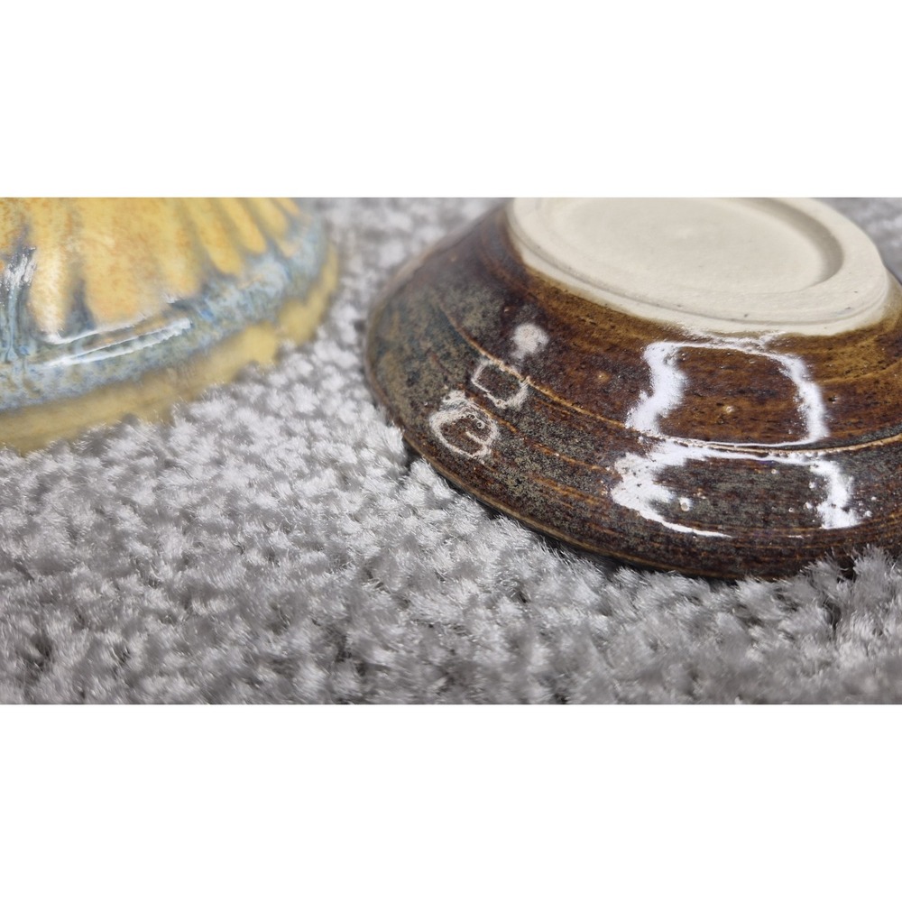 Muddy Five Studio‎ Art Pottery Bowls Stoneware Yellow Blue Brown Glazed Handmade - Picture 7 of 10